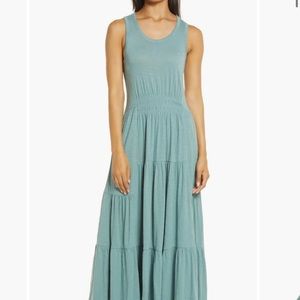 Calson Tiered Smocked Waist Jersey Maxi Dress